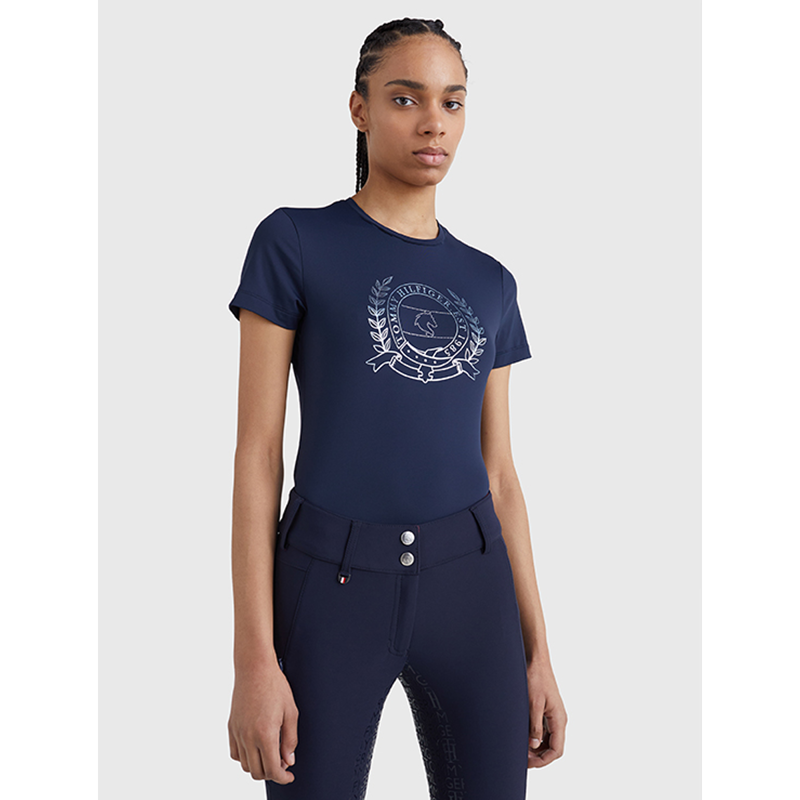 Tommy Hilfiger Women's Crest Rhinestone Performance T-Shirt - Desert Sky-2